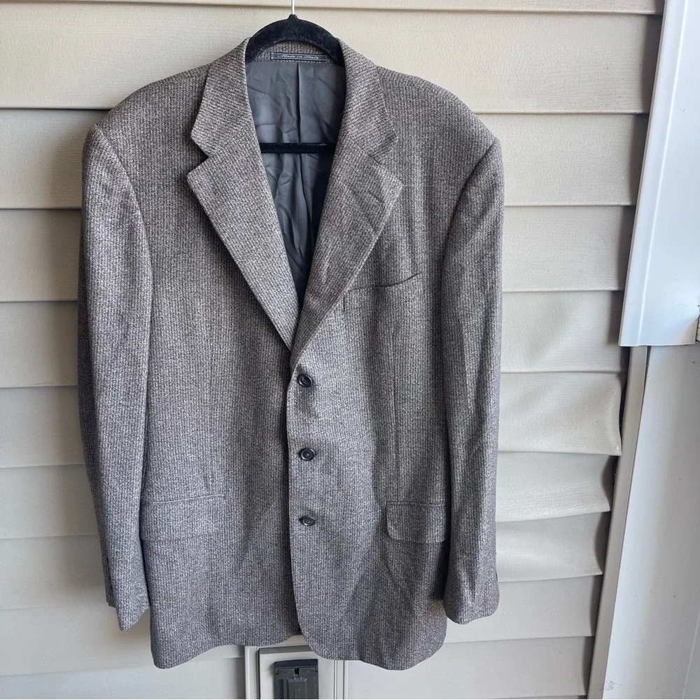 Vintage Dunhill Blazer‎ Jacket Mens 54L Herringbone Wool Cashmere Sport Coat